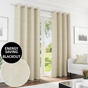 Knightsbridge Cream Blackout Chenille Eyelet Curtains