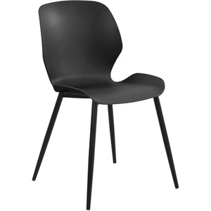 Black Pair of Carnaby Kitchen Dining Chairs Plastic Seat With Metal Legs shot 10472638