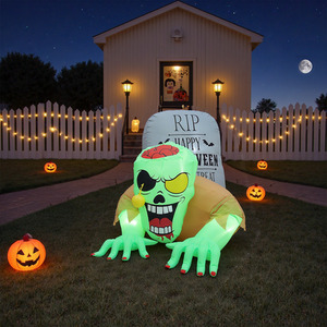 Zombie Tombstone Halloween Inflatable Decoration with Lights