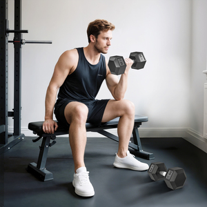 HOMCOM 35KG Rubber Hex Dumbbell