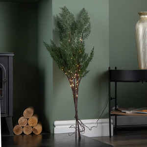 Set of 3 Light up Christmas Fir Twig with 90 Warm White LEDs