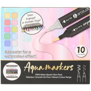 Pack of 10 Dual Tip Aqua Markers