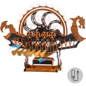 Viking Dragon Ship, Moveable 3D Wooden Puzzle Dragon-boat Toys