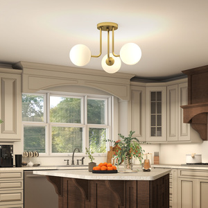 HOMCOM Ceiling Light with 3-Light Globe Shades
