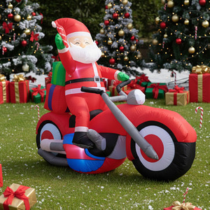 Inflatable Santa on Motorbike with LED Lights