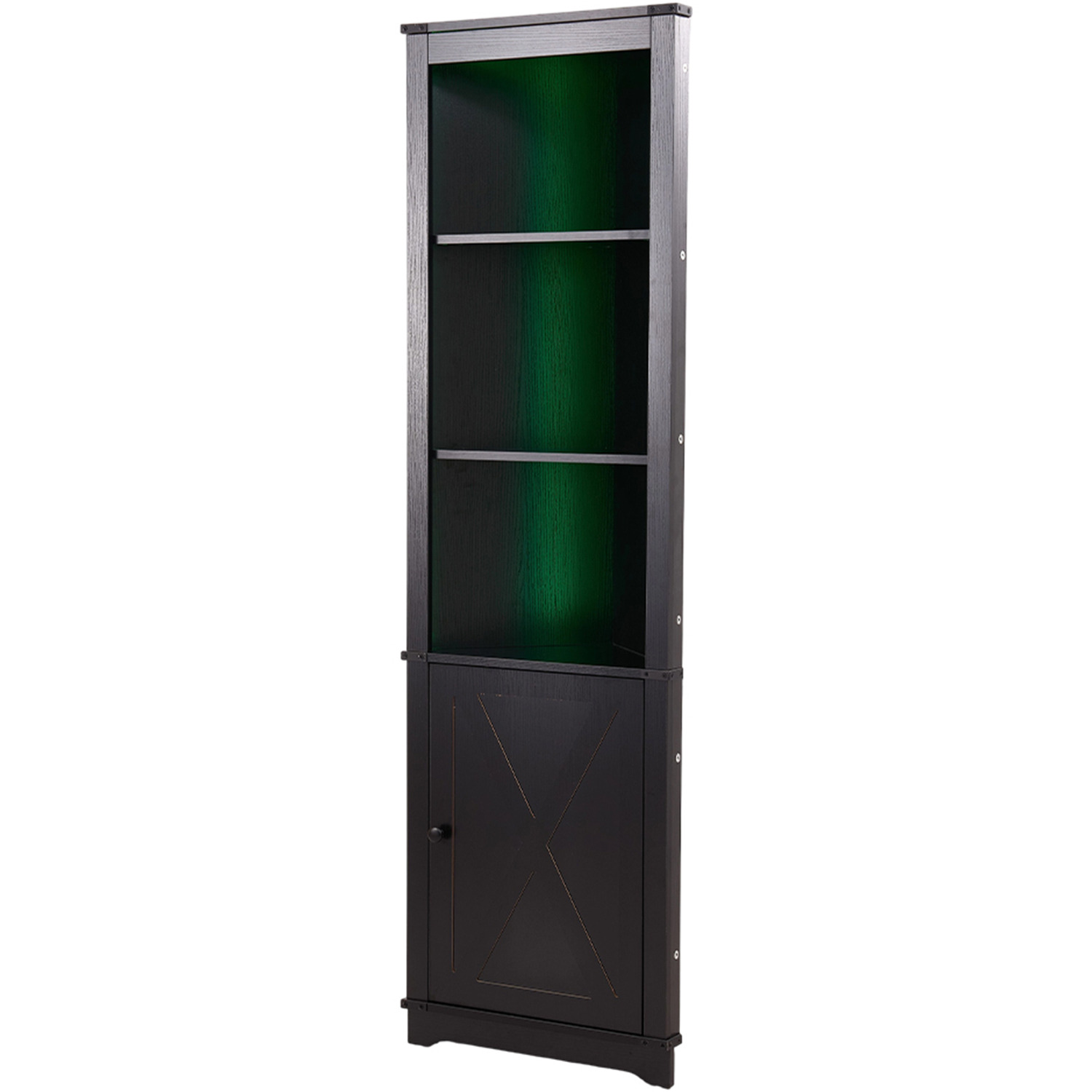 Corner Wine Cabinet With Led Lighting - Black