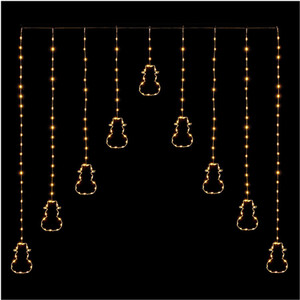 Snowman Christmas Window Curtain Light Decoration 258 Warm White LED