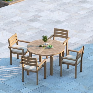 Eden Teak Garden Dining Table and 4 Seat Chair Set