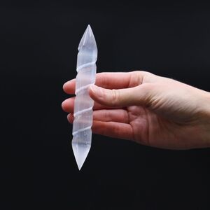 Selenite Spiral Wands 16 cm (Point Both Ends)