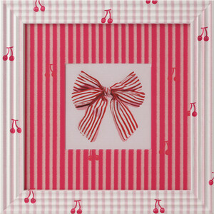 Striped Bow and Cherries Framed Art
