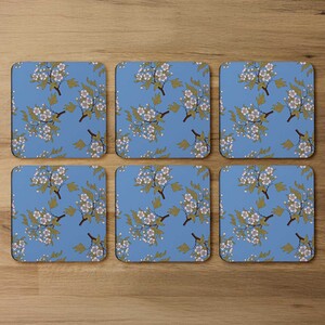 Orchid Branches On Blue Coaster
