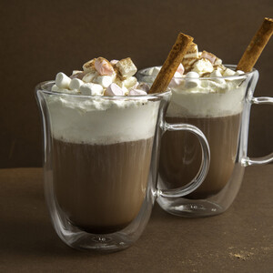 La Cafetire Set of 2 Glass Hot Chocolate Mugs