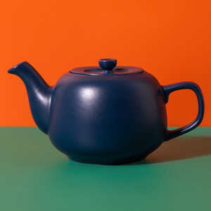 La Cafetire Classic 4 Cup Ceramic Teapot, 1.2L Navy Teapot with Non-Drip Spout