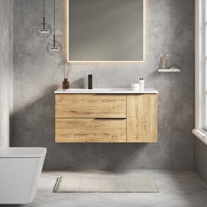 Banyetti Celtic Duo 1000mm Wall Hung Vanity Unit with Basin-Ostippo Oak