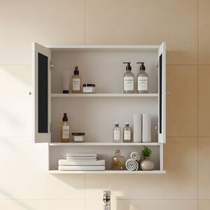 Bathroom Mirror Cabinet Storage Wall Mounted Shelves