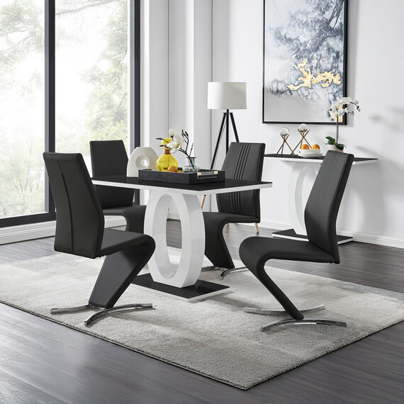 Giovani Glass Dining Table With Four Willow Chairs Set