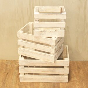 Fruit Box Set of Three Wooden Display Baskets for Home Decor