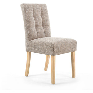Pair of Moseley Stitched Waffle Tweed Oatmeal Dining Chairs