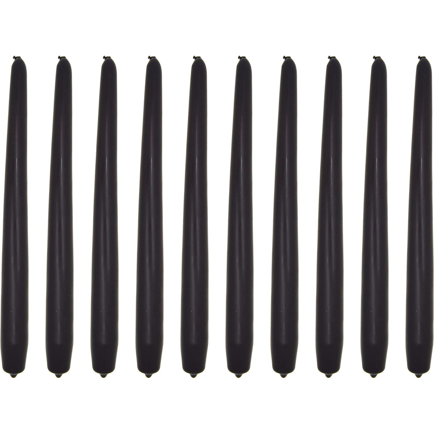 Tapered Dinner Candles, Pack of 10, Unscented, 24 cm - Ecru Matt Finish - Black Matt