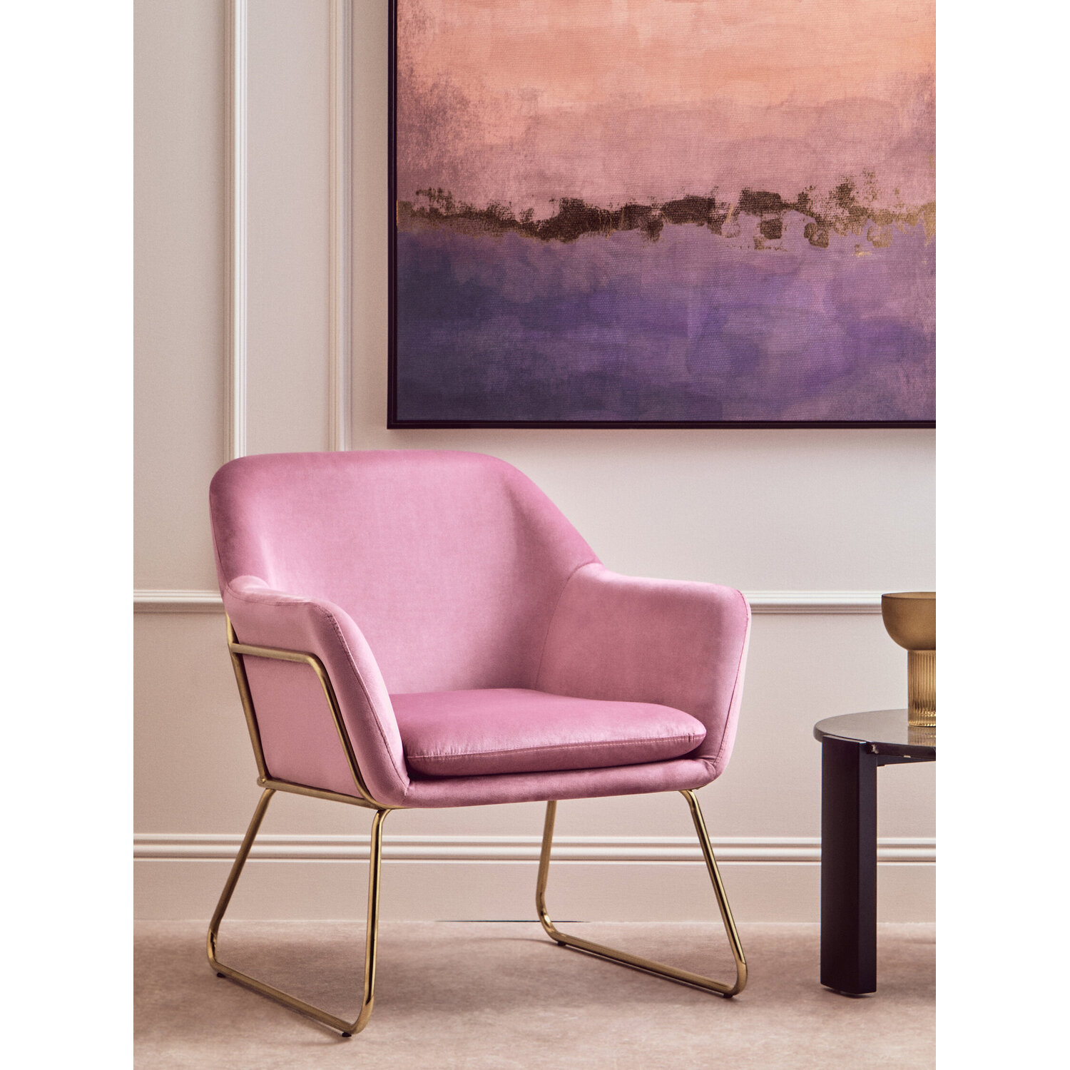 Xander Pink Velvet Modern Accent Chair - Pink