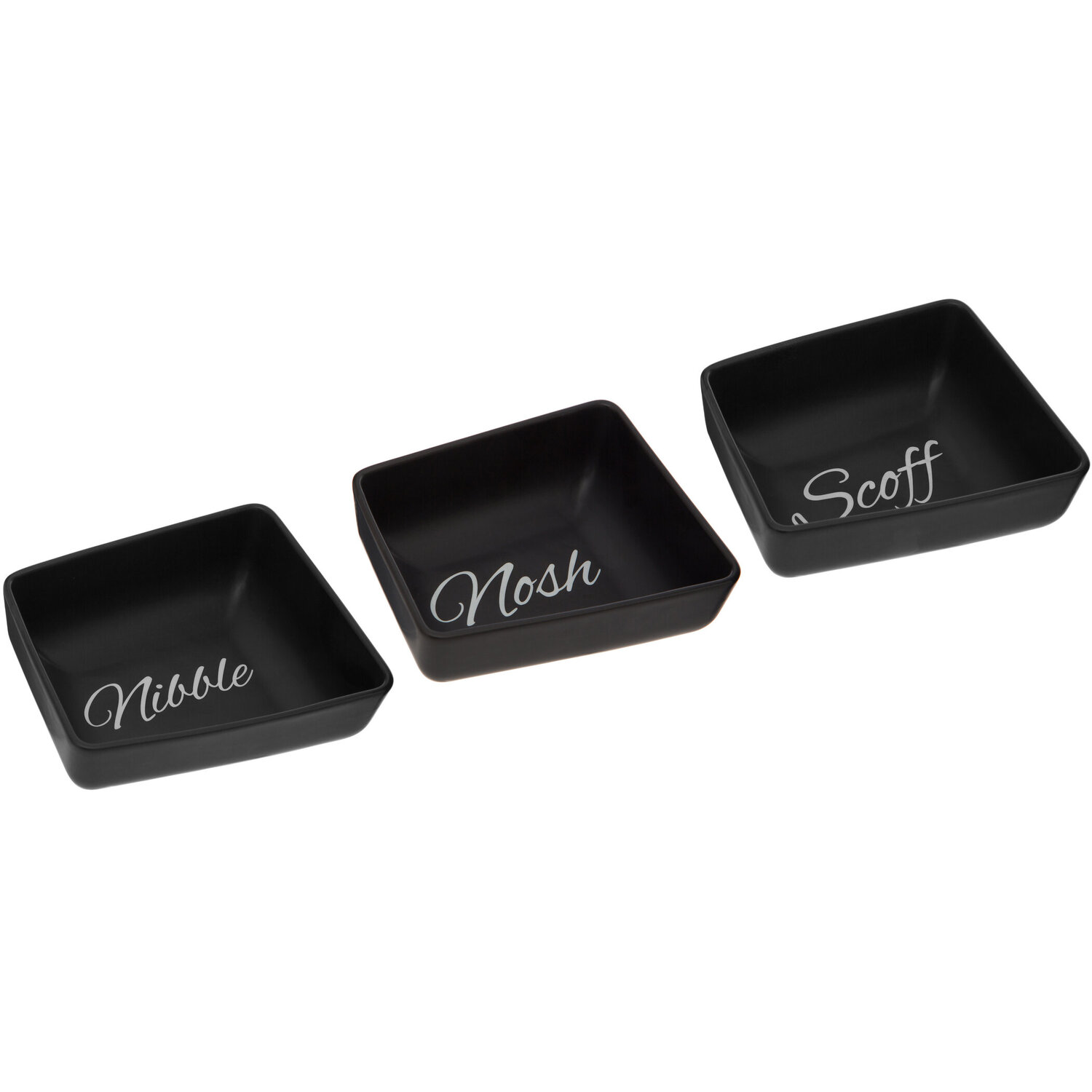 Set Of Three Mange Snack Dishes - Black