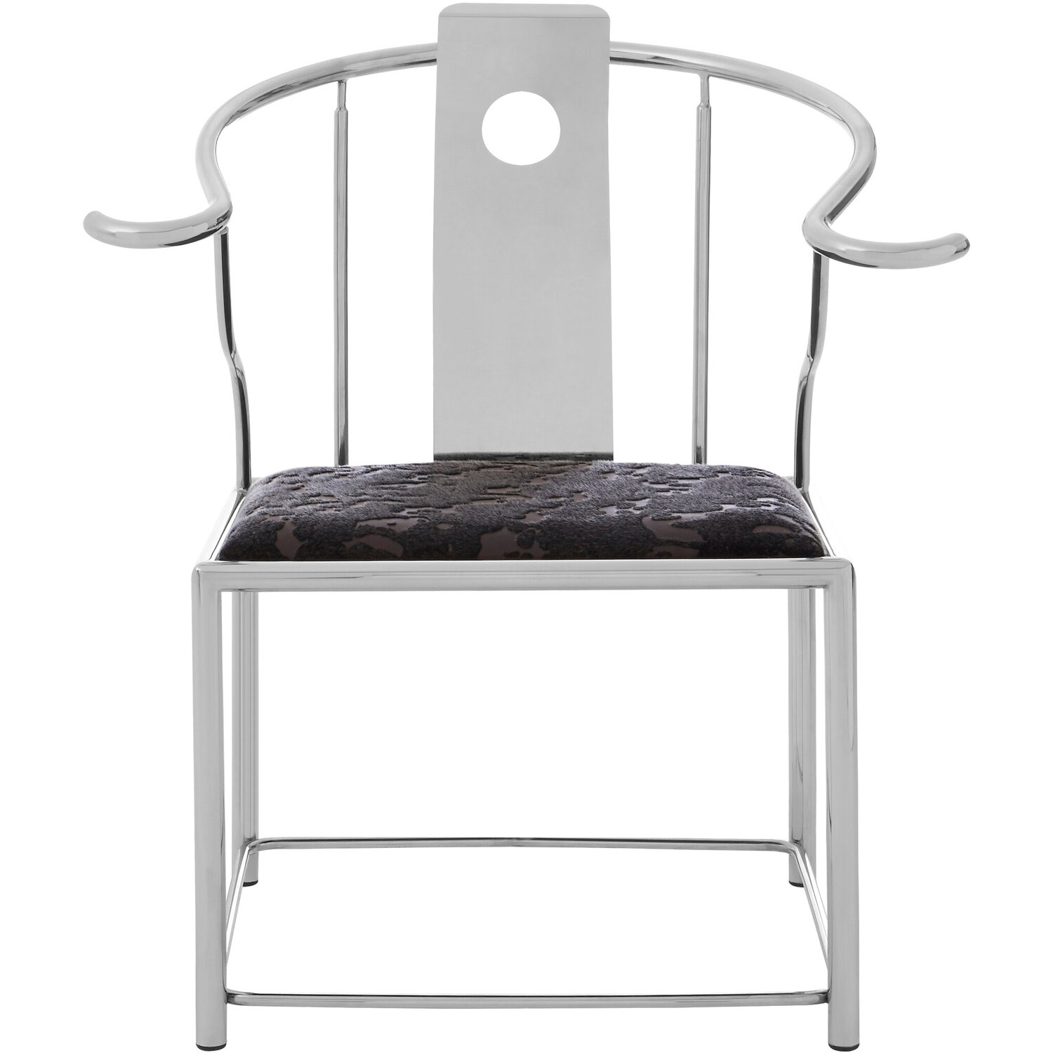 Yasmin Black Velvet And Steel Chair - Silver