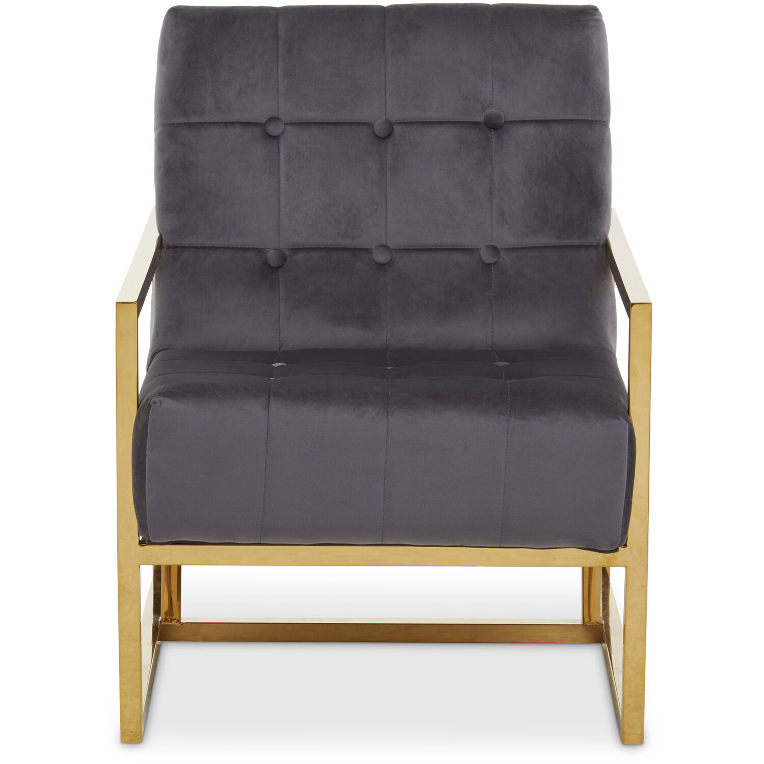 Hana Grey Velvet Chair With Gold Frame - Grey