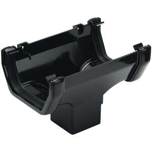 FloPlast 114mm Square Running Outlet Black - PVC-U, 65mm Downpipe