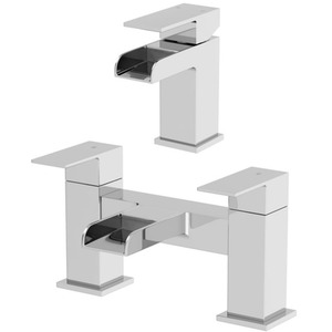 Waterfall Bathroom Basin Mono Mixer Tap Bath Mixer Tap Set Chrome Lever Modern