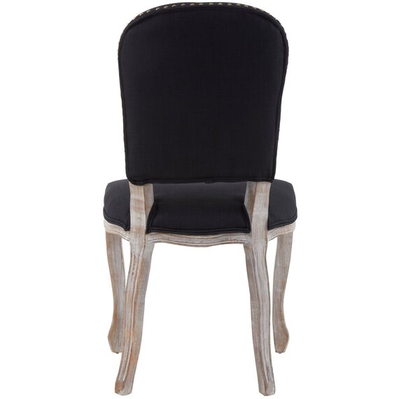 Kensington Townhouse Black Linen Dining Chair with Antique wood legs