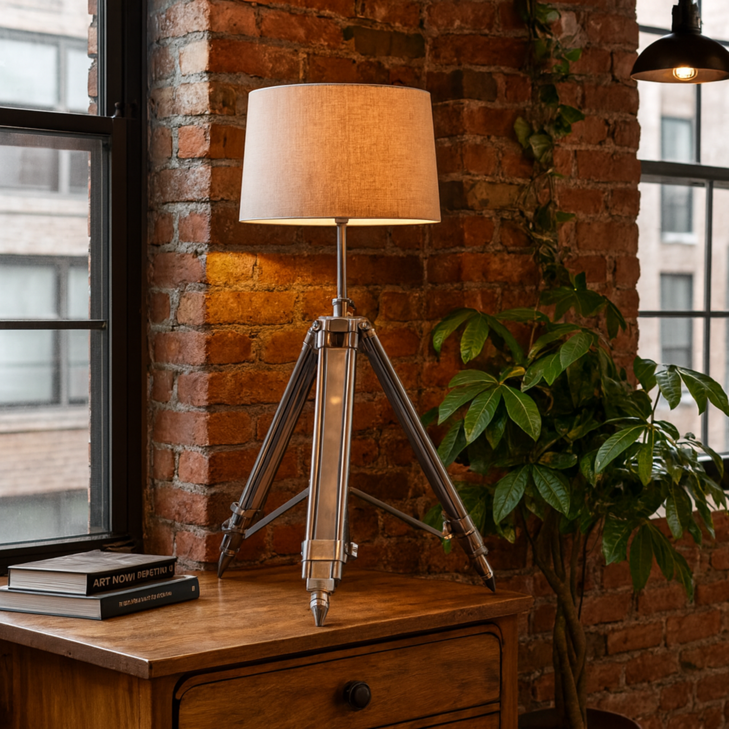 Modena Chrome Tripod Table Lamp with Shade - Chrome