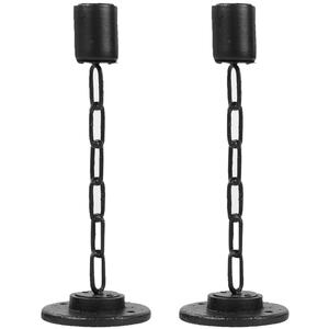 28cm Black Metal Chain Design Candle Holder - Set of 2