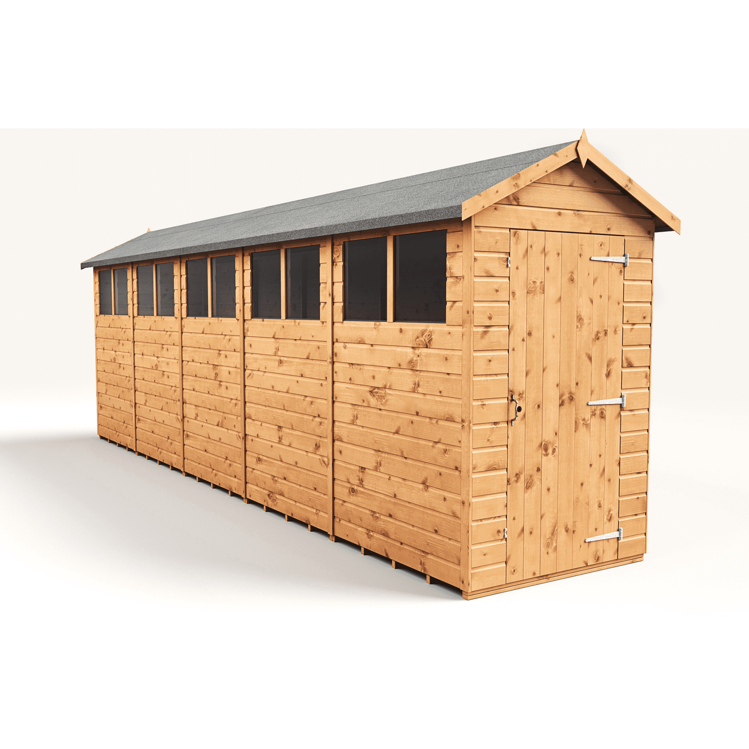 Empire 4x20 Modular Apex Garden Shed with a Single Door & Windows - Brown