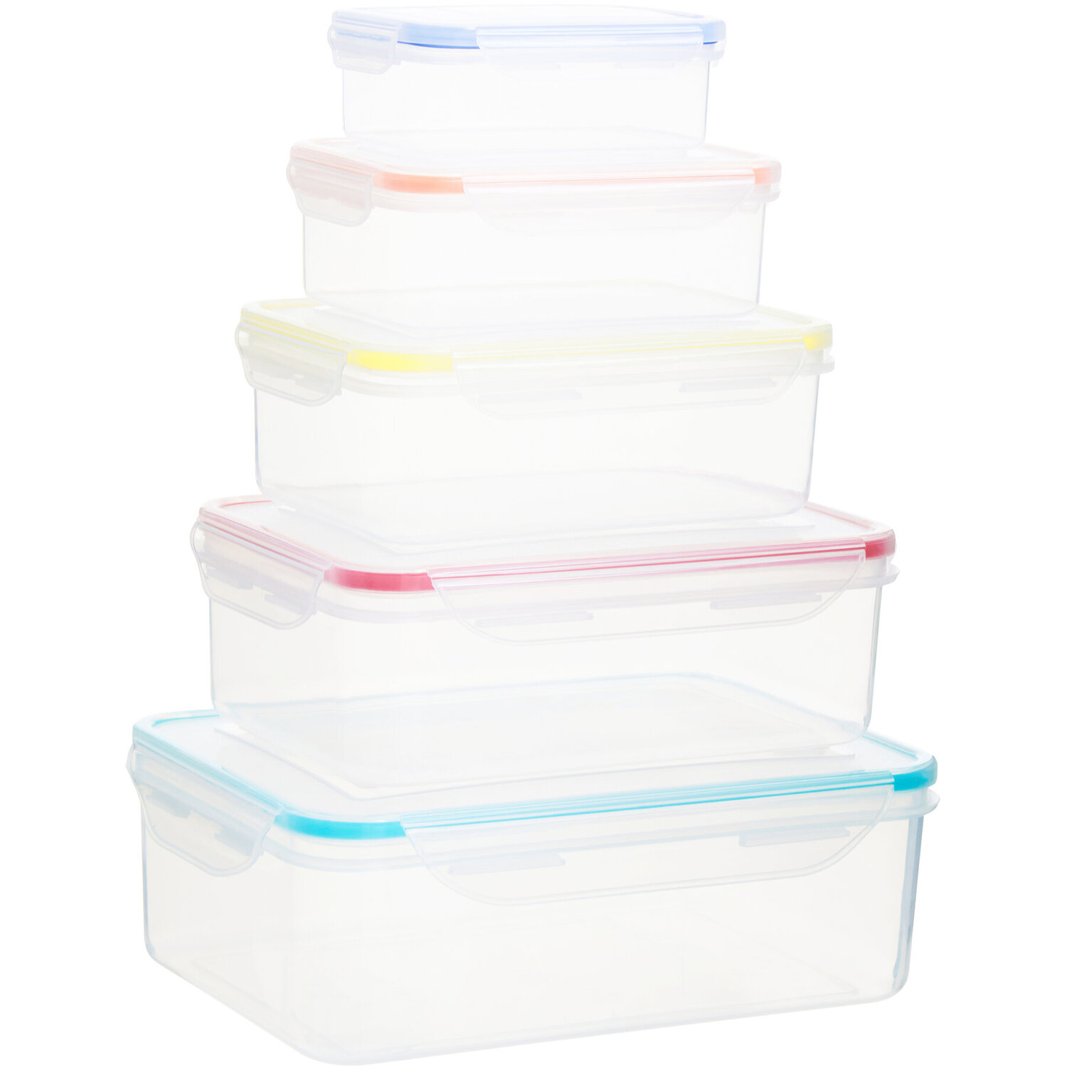 Herrela 5 Piece Rectangular Food Containers with Airtight Lids - Transparent