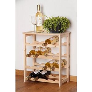 16-Bottle Wooden Storage Wine Rack Holder - Brown