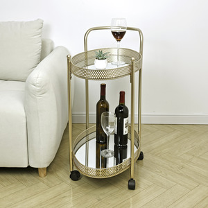 Drinks Trolley Two Mirrored Shelves