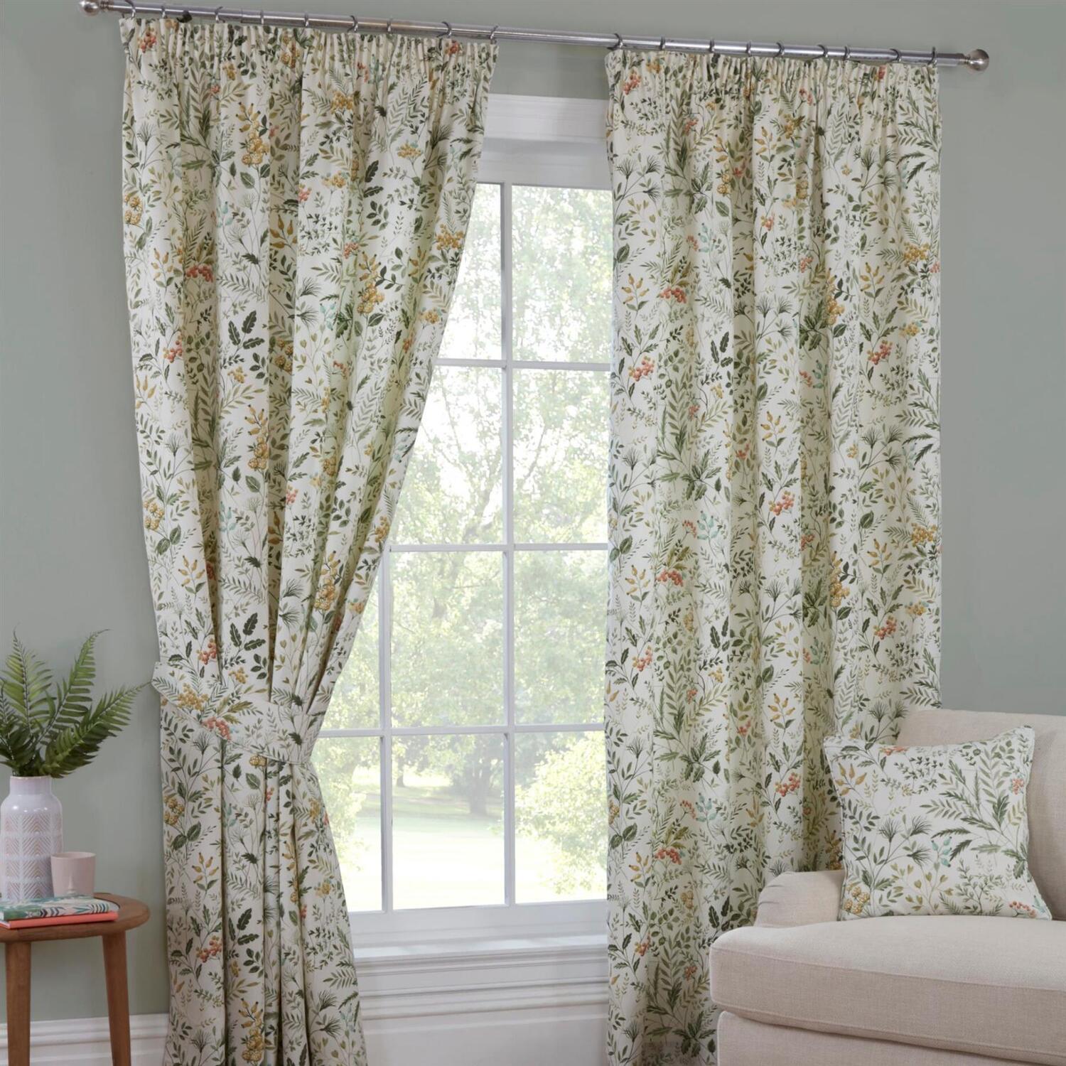 Sundour Cleo Pencil Pleat Headed Ready Made Curtains in Green | Size: 117 cm width x 137 cm drop