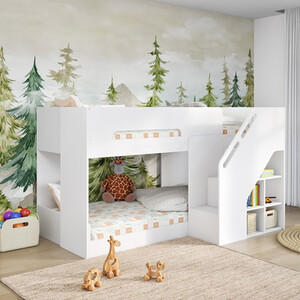 Phobo Staircase Low Bunk Bed White