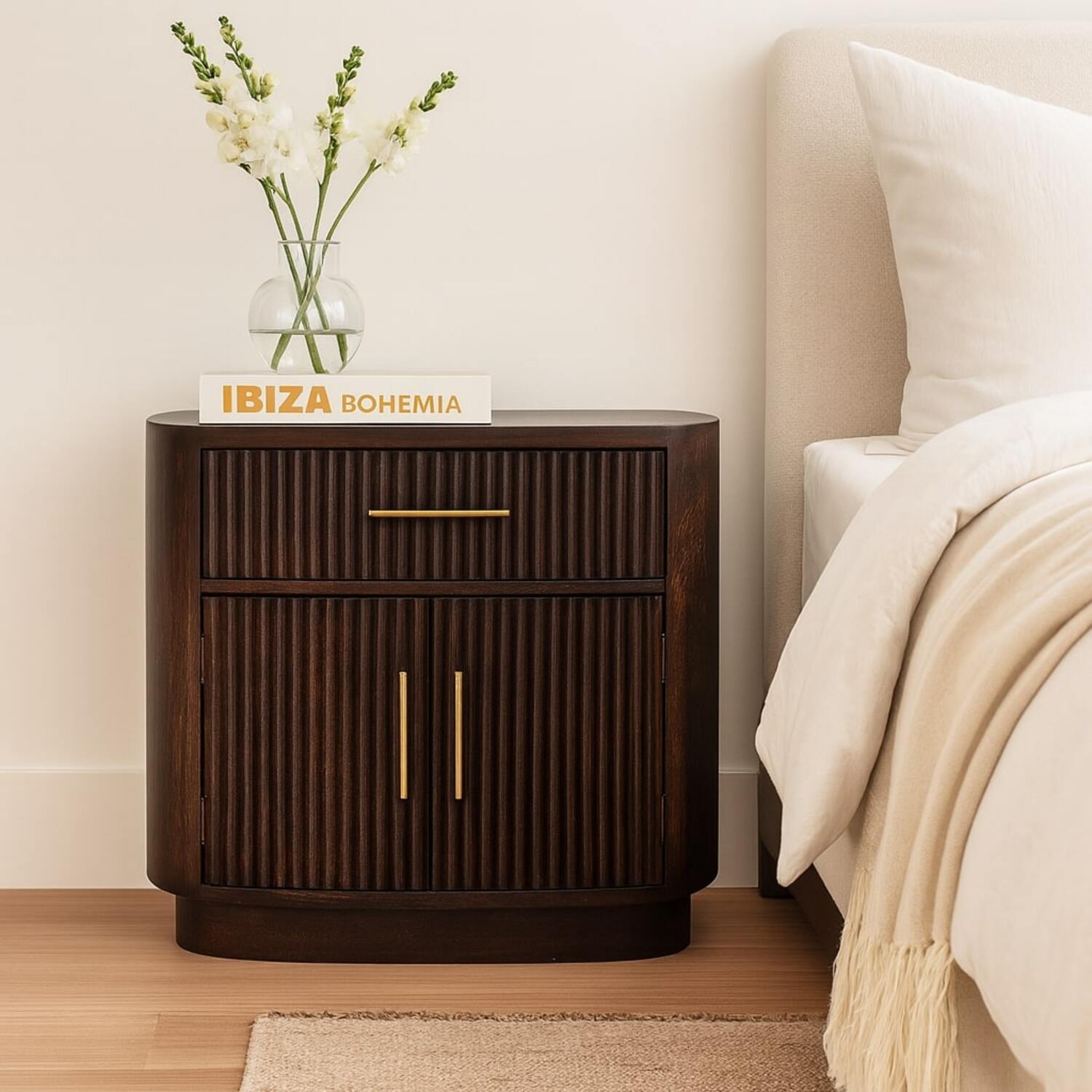 Milan Solid Mango Wood Bedside Table