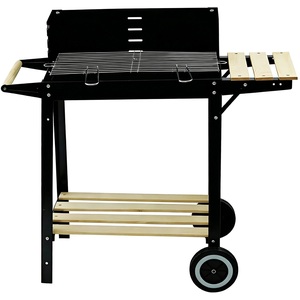 Portable Charcoal BBQ Grill Outdoor Rectangular Cooker with Side Shelf Barbecue