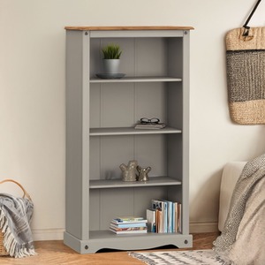 Corona Grey Wax Medium Bookcase Solid Wood Mexican Pine Wooden