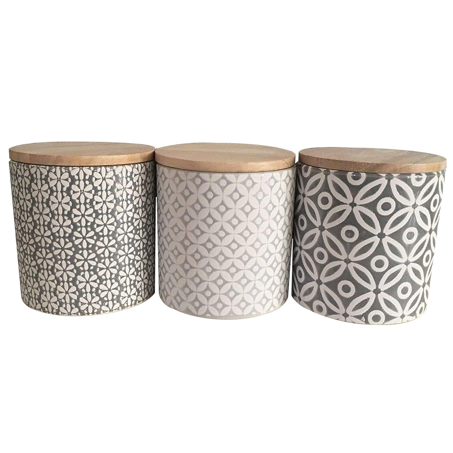 Image of Set of 3 Grey Geometric Style&hellip;