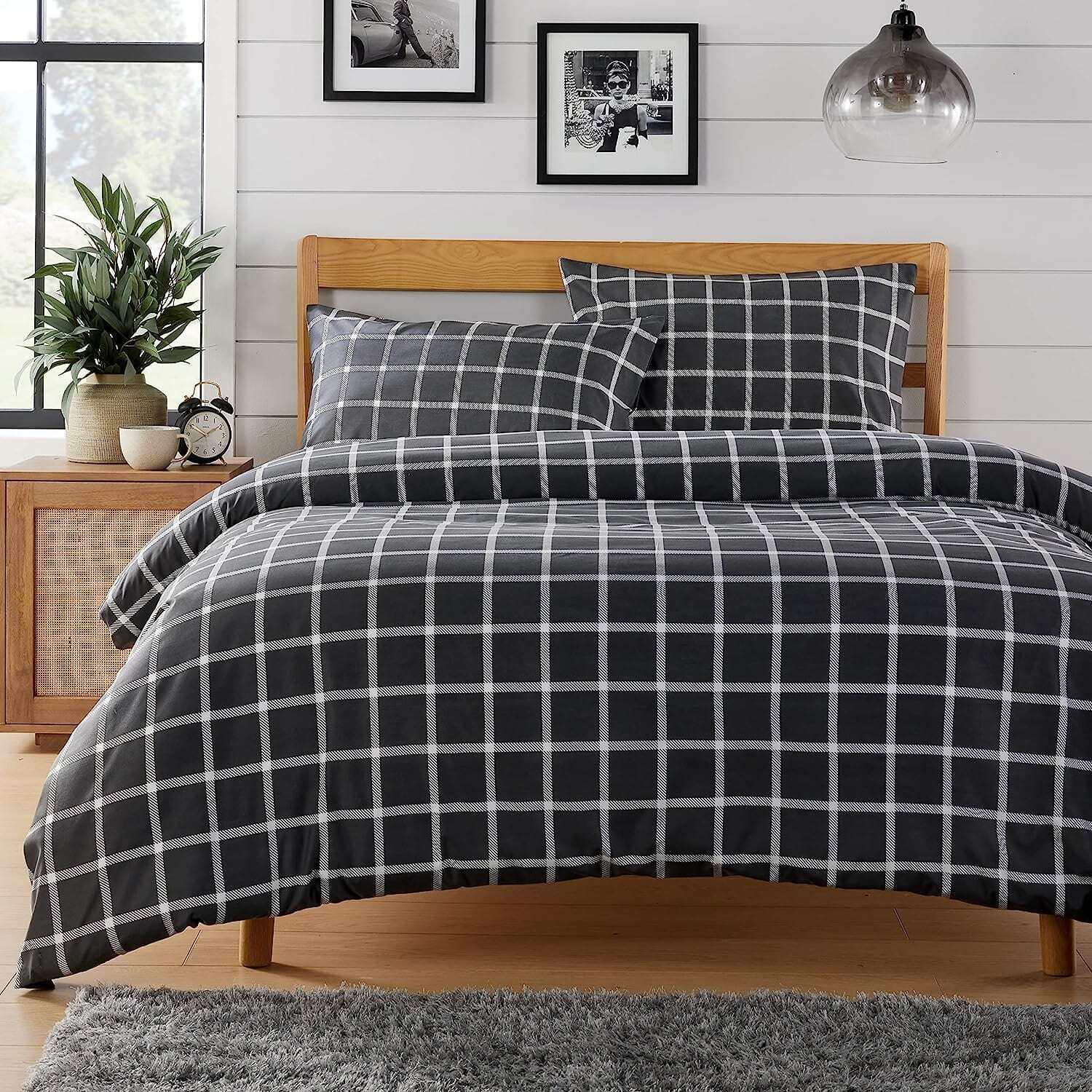 Boston Check Printed Duvet Set - Grey Single