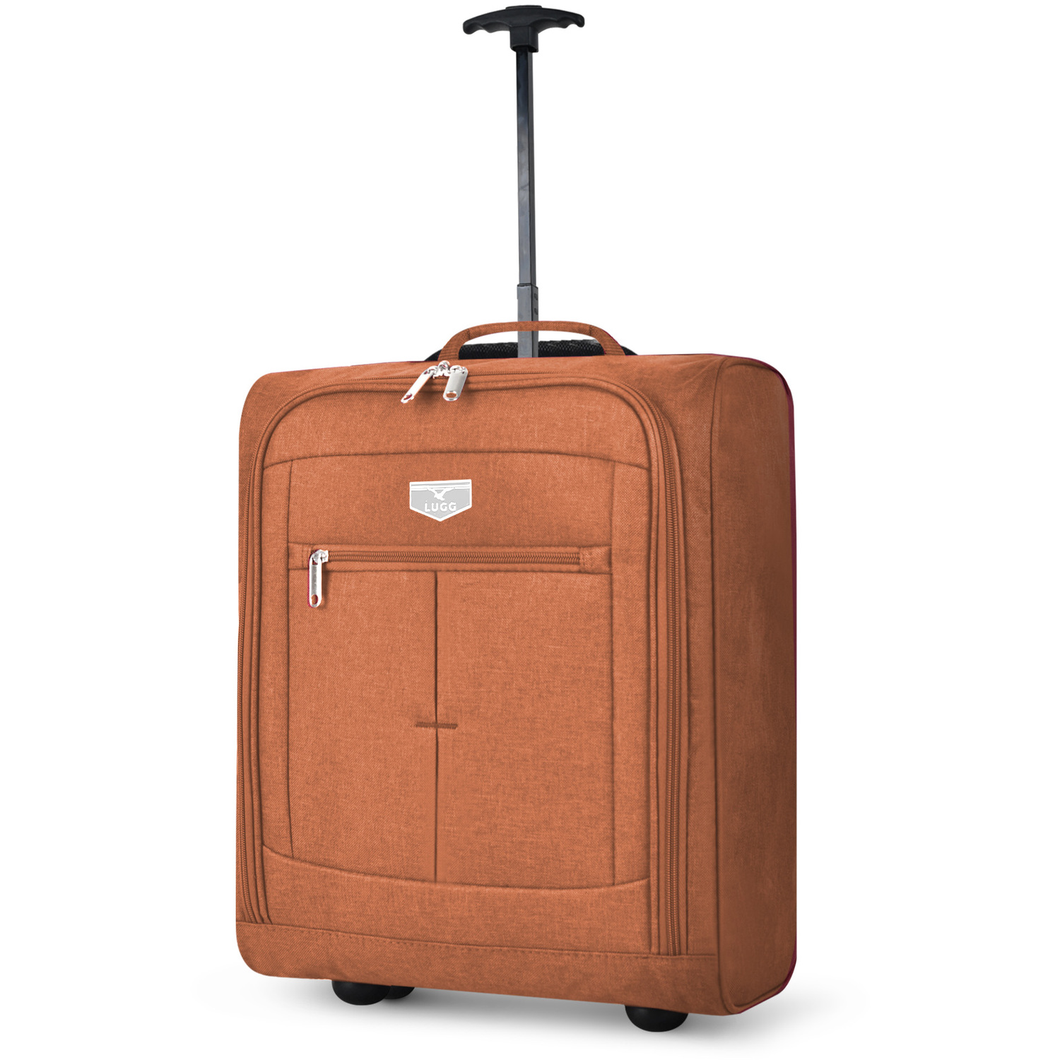 Lugg Cabin Sized Lightweight Travel Bag with Wheels – Mars (56x45x25cm) in Orange | Size: Small - Image 2
