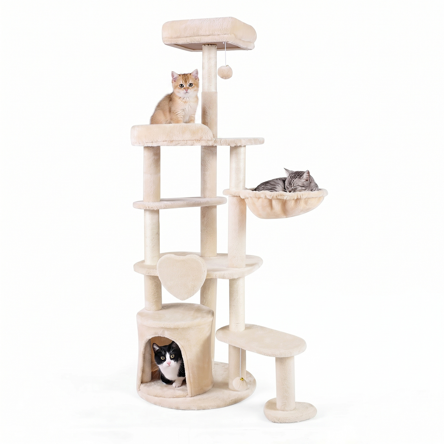 Costway Multi-Level Cat Tower With Sisal Scratching Posts - White