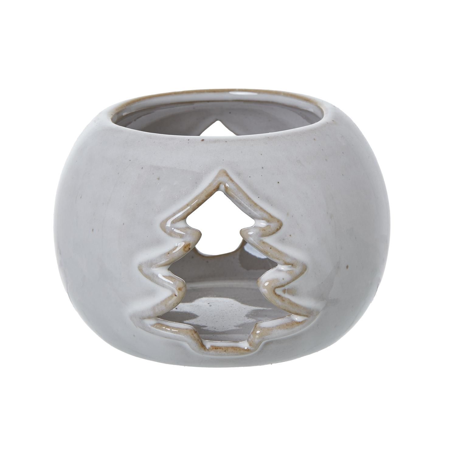 Hill Interiors Ceramic Christmas Tree Tealight Holder - White