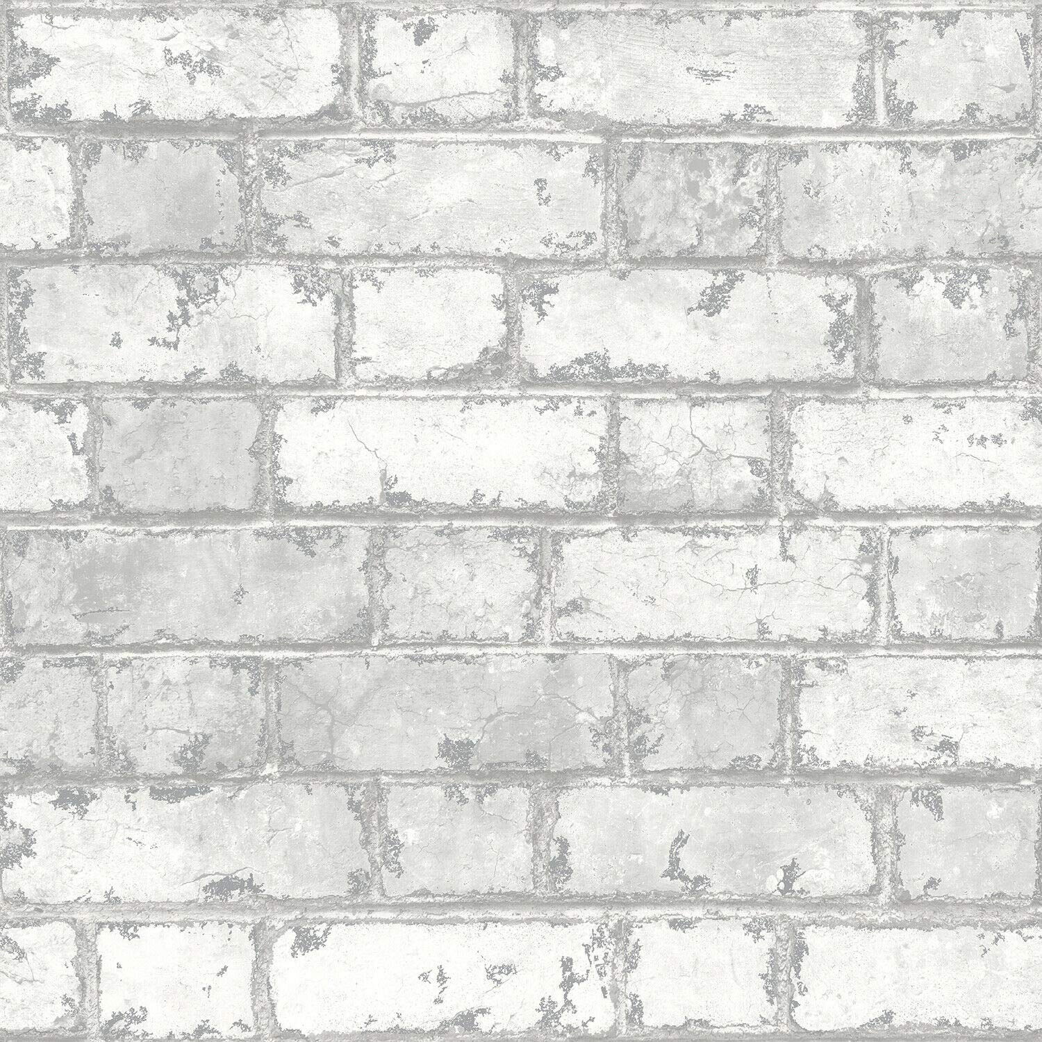 Muriva Unisex White Stone Loft Brick Effect Wallpaper In - Image 2