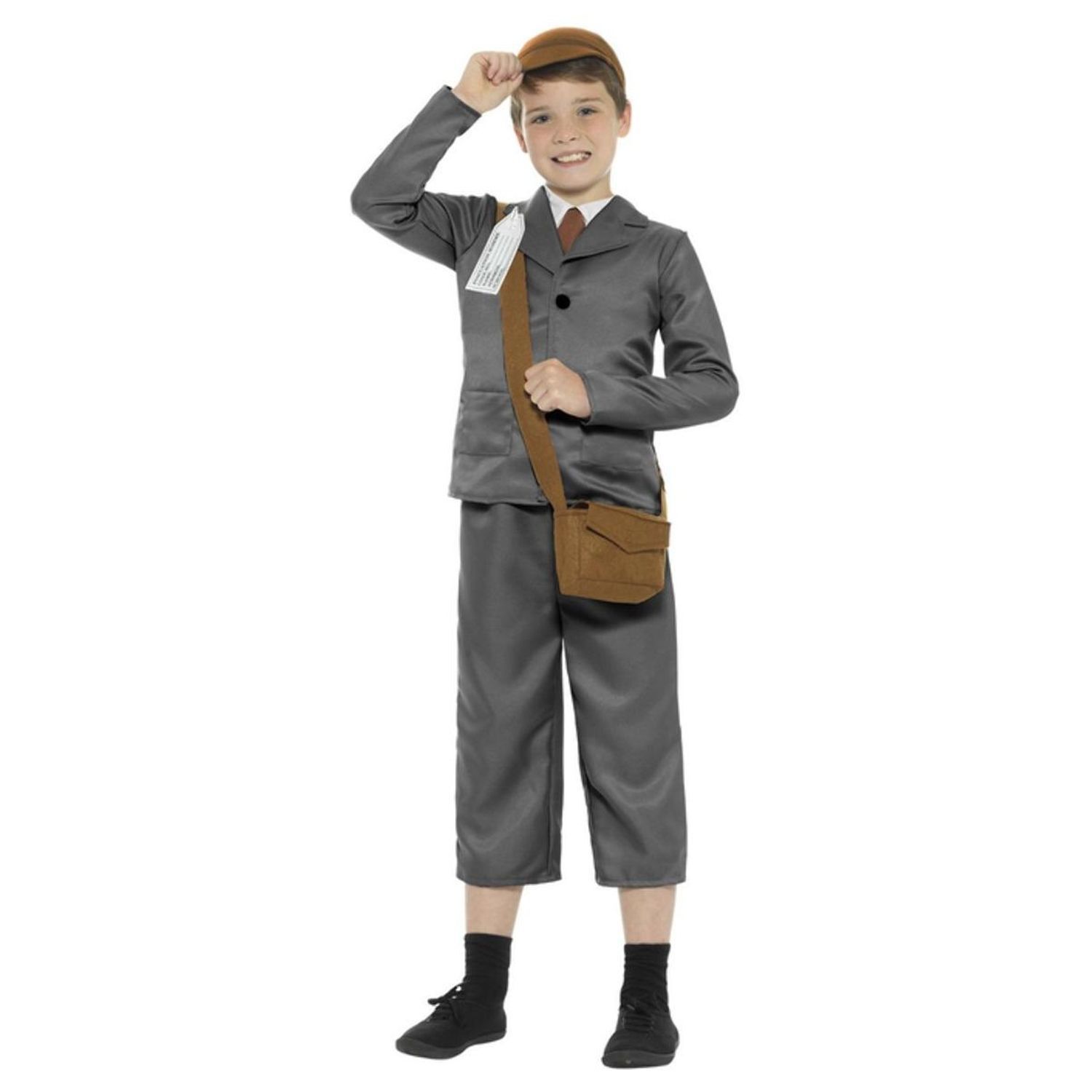 Smiffys Boys Ww2 Evacuee Costume Set - Grey / 7-9 Years