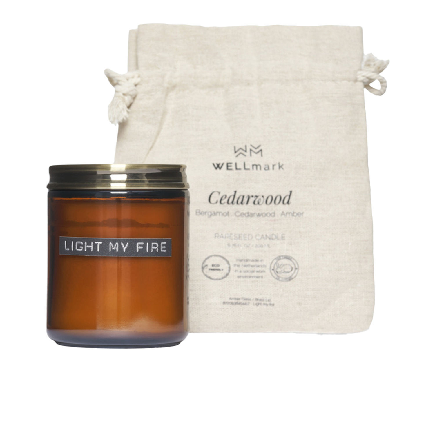 Wellmark Unisex Light Grey Cedarwood Scented Candle In | Size: Medium - Image 2