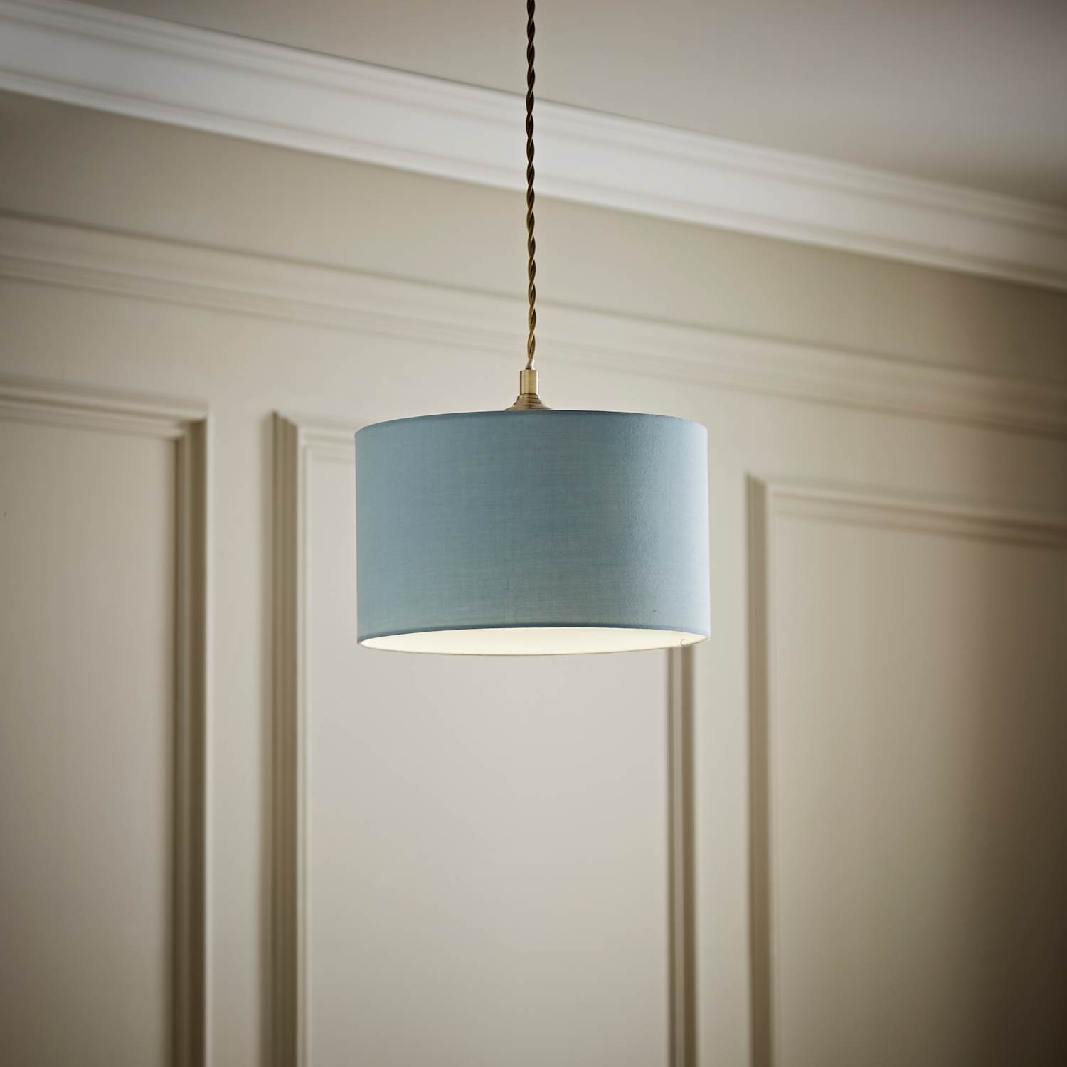 B&Q - Reni Duck Egg Blue Fabric Drum Ceiling Lamp Shade And Bulb (D)25Cm - Image 3